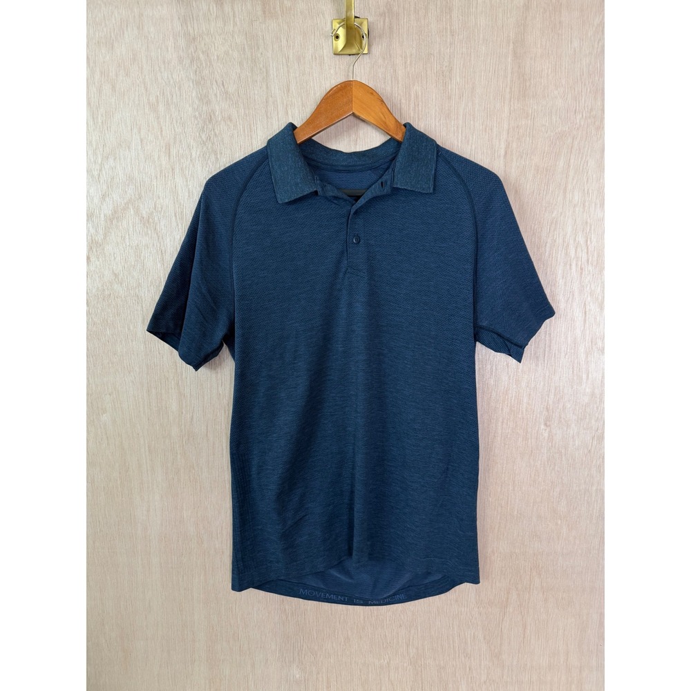 Lululemon Metal Vent Tech Polo Mens Medium Blue Short Sleeve Golf Shirt